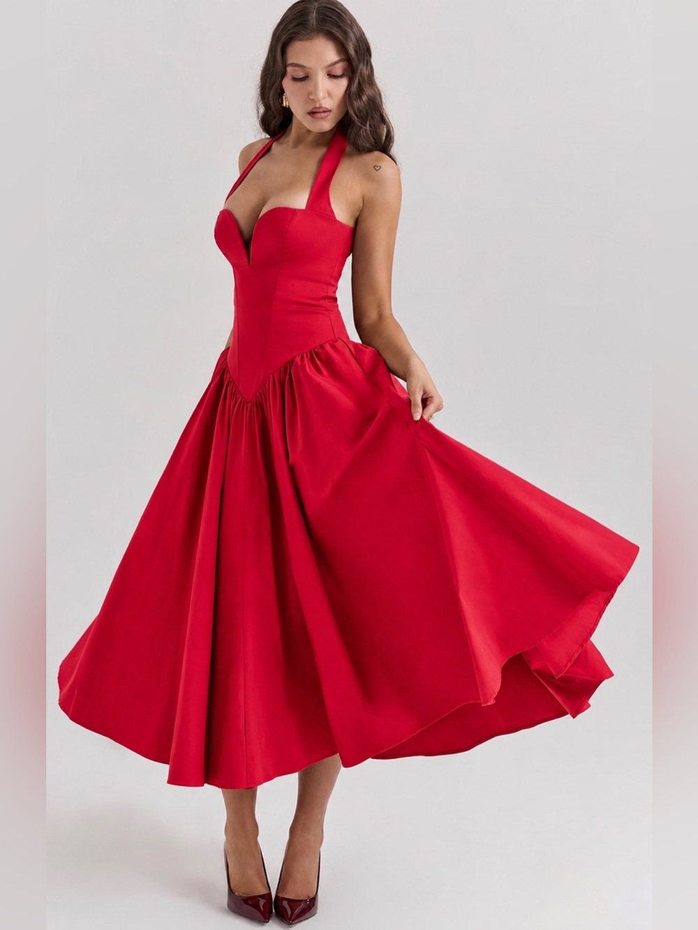 House of CB COQUETTE Scarlet Halter Midi Dress